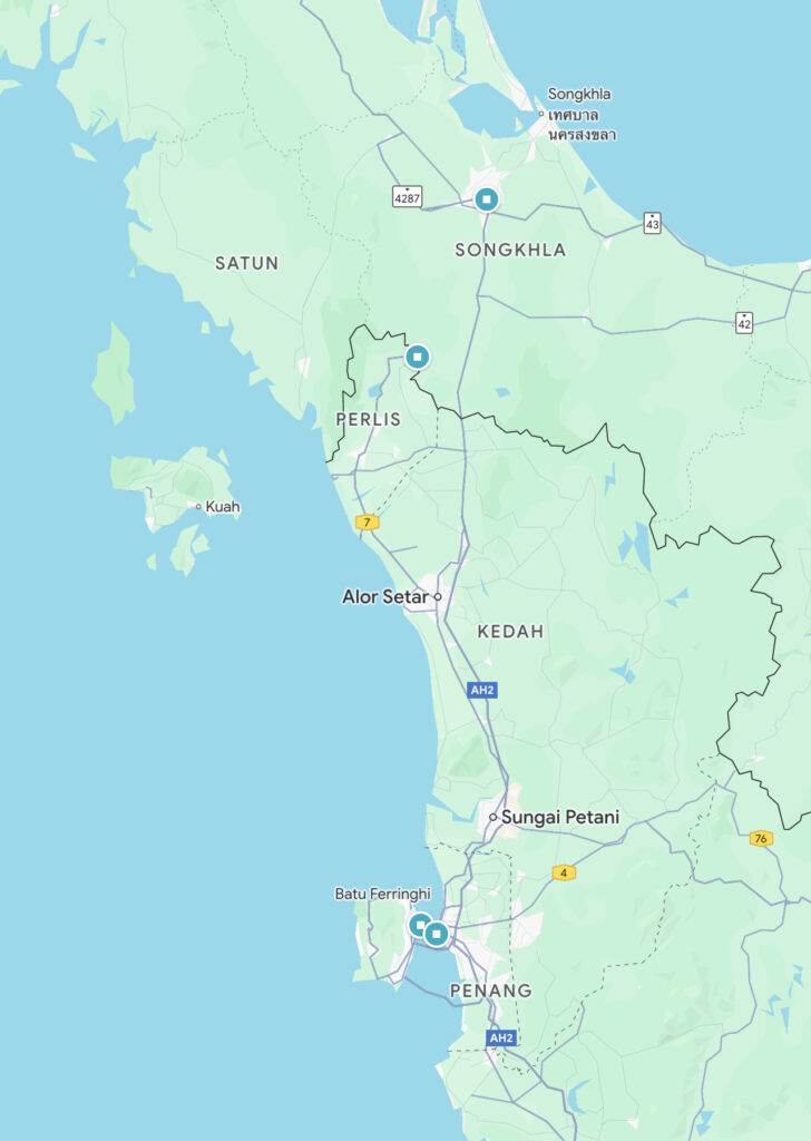 Malaysia-Thailand border map